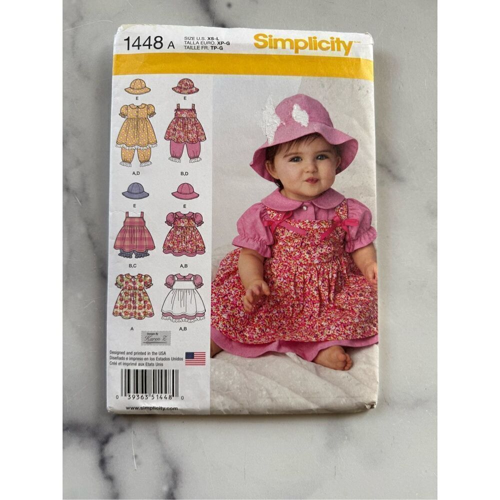 Simplicity sewing  pattern 1448  little girls toddler bib romper set